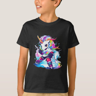 Cute Footll Sport Ice Hockey Unicorn  T-Shirt