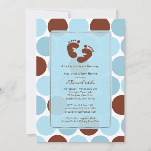 Cute Footprint Boy Baby Shower Invitation