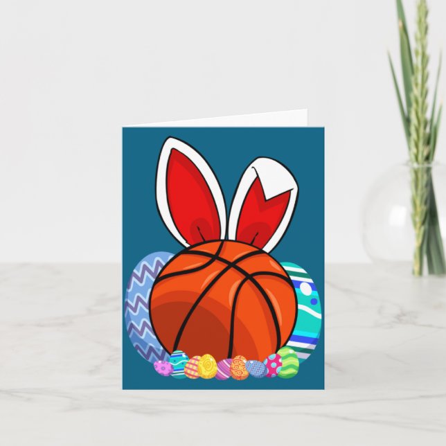 Cute For Basketball Easter Egg Bunny Card (Front)