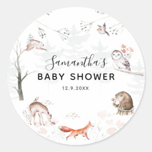 Cute Forest and Woodland Animals Baby Shower Classic Round Sticker