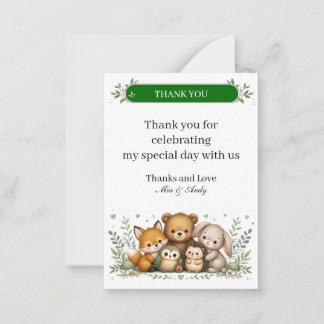 Cute Forest Animal Family Thank You Note Card