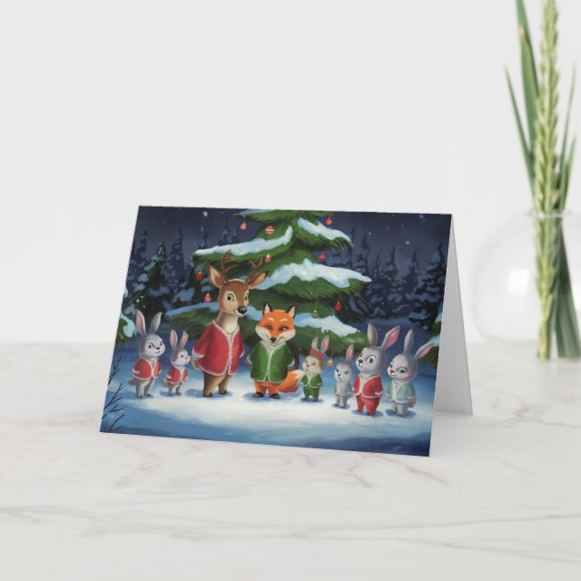 Cute Forest Animals Christmas Card - Woodland f (Front)