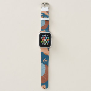 Cute forest animals, dark seamless design. apple watch band