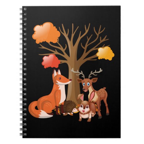 Cute Forest Animals Deer Fox Bunny Hedgehog Notebook
