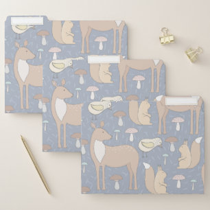 Cute Forest Animals Deer Squirrel Chick Mushrooms File Folder