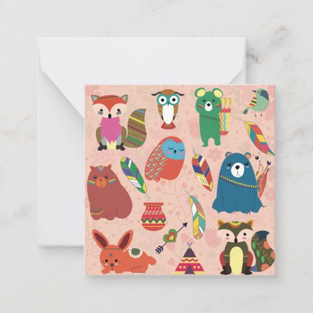 Cute Forest Animals Note Card (Front)