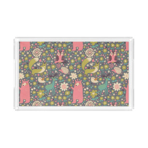 Cute Forest Animals Pattern Acrylic Tray