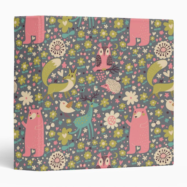 Cute Forest Animals Pattern Binder (Front/Spine)