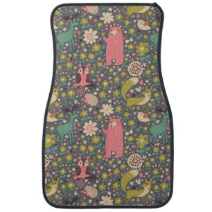 Cute Forest Animals Pattern Car Mat