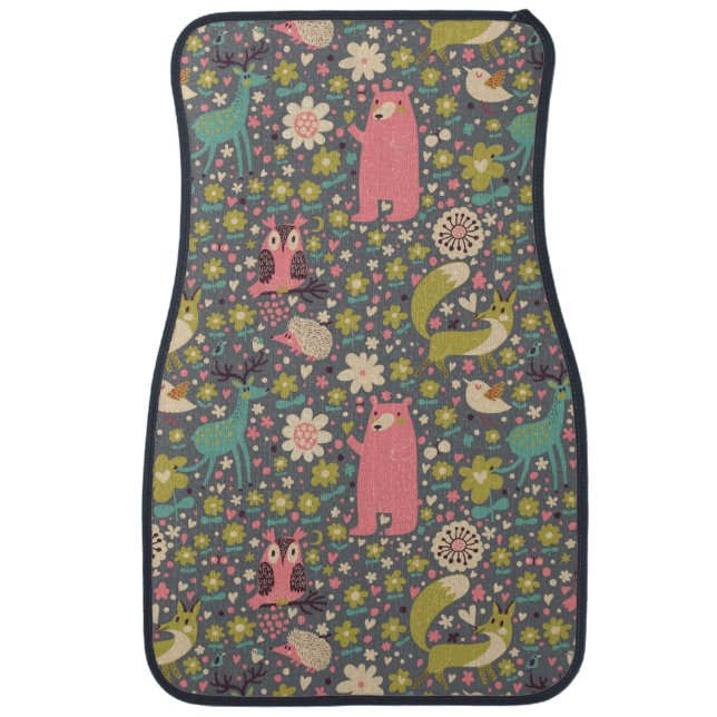 Cute Forest Animals Pattern Car Mat (Front)