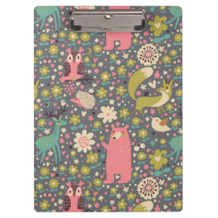 Cute Forest Animals Pattern Clipboard
