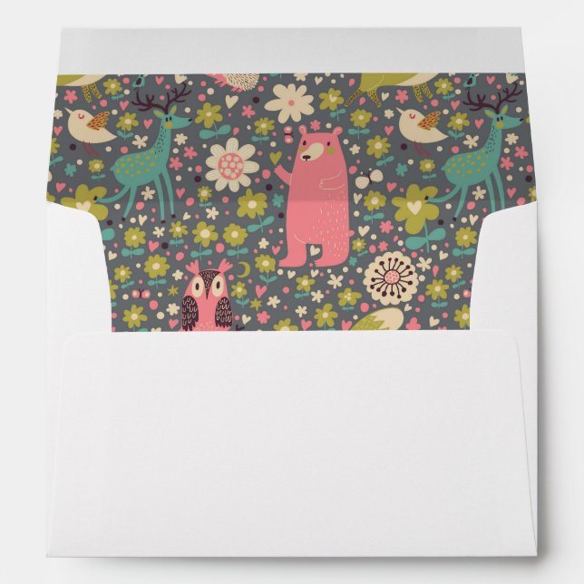 Cute Forest Animals Pattern Envelope (Back (Bottom))