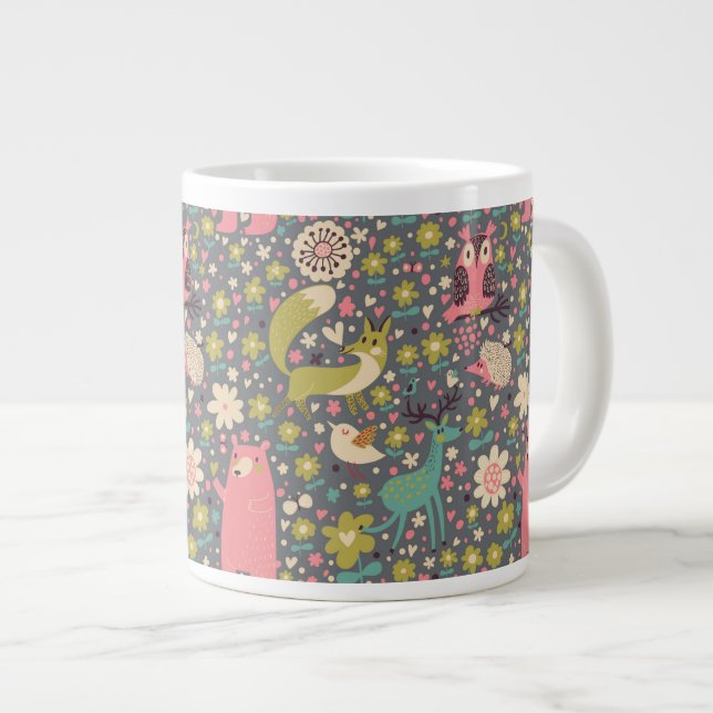 Cute Forest Animals Pattern Giant Coffee Mug (Front Right)