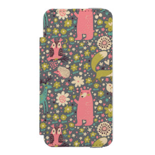 Cute Forest Animals Pattern iPhone SE/5/5s Wallet Case