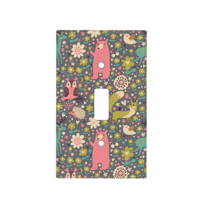 Cute Forest Animals Pattern Light Switch Cover (Front)