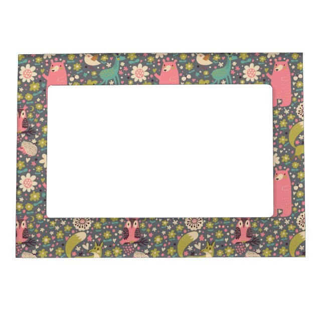 Cute Forest Animals Pattern Magnetic Picture Frame (Front)