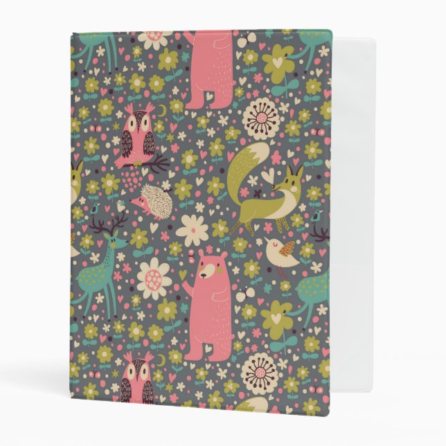 Cute Forest Animals Pattern Mini Binder (Front/Inside)