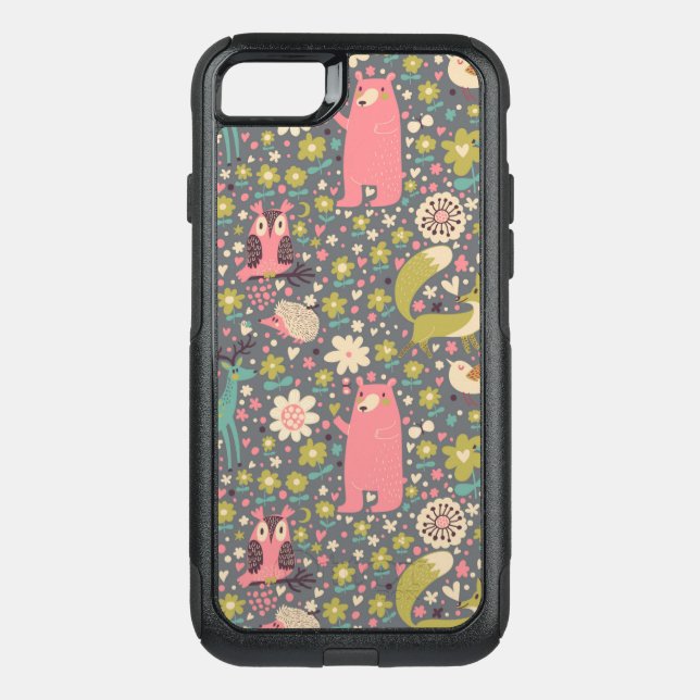 Cute Forest Animals Pattern Otterbox iPhone Case (Back)