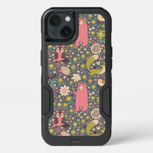 Cute Forest Animals Pattern iPhone 13 Case