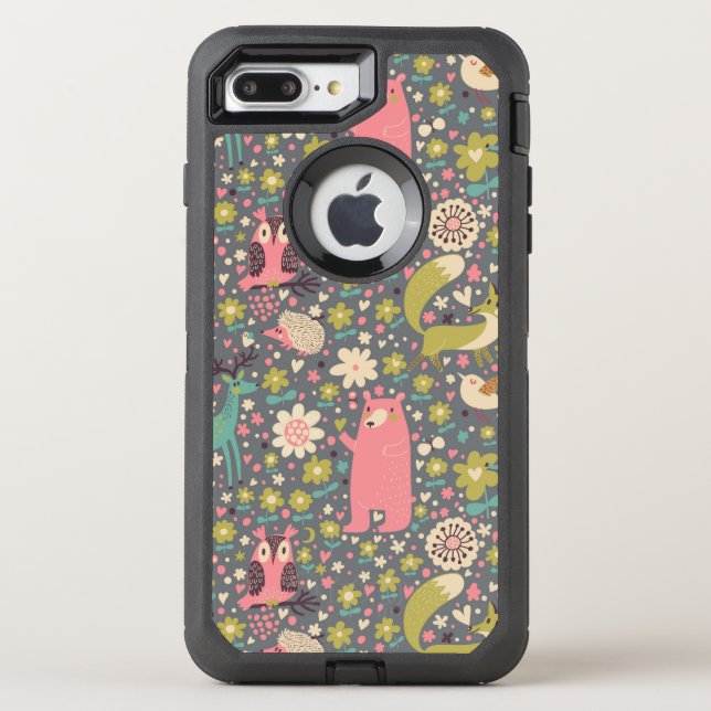 Cute Forest Animals Pattern Otterbox iPhone Case (Back)