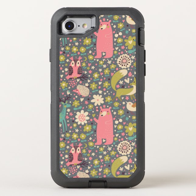Cute Forest Animals Pattern Otterbox iPhone Case (Back)