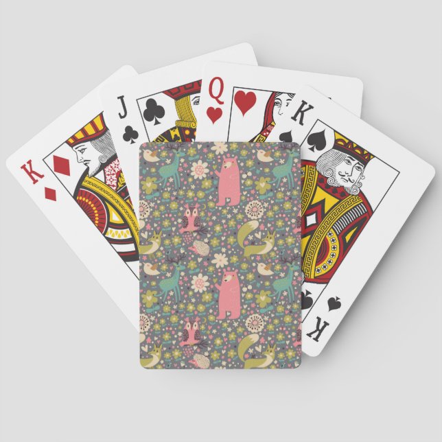 Cute Forest Animals Pattern Poker Cards (Back)