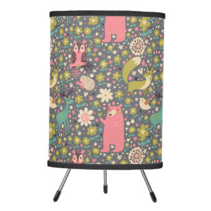 Cute Forest Animals Pattern Tripod Lamp