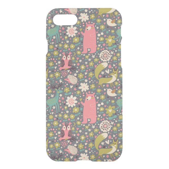 Cute Forest Animals Pattern Uncommon iPhone Case (Back)