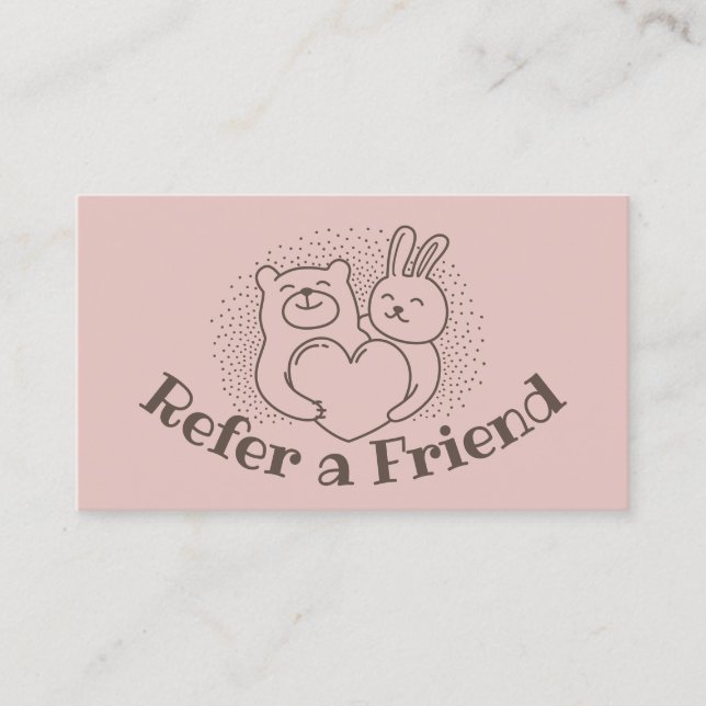 Cute Forest Animals Rustic Kraft Referral Card (Front)