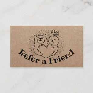 Cute Forest Animals Rustic Kraft Referral Card