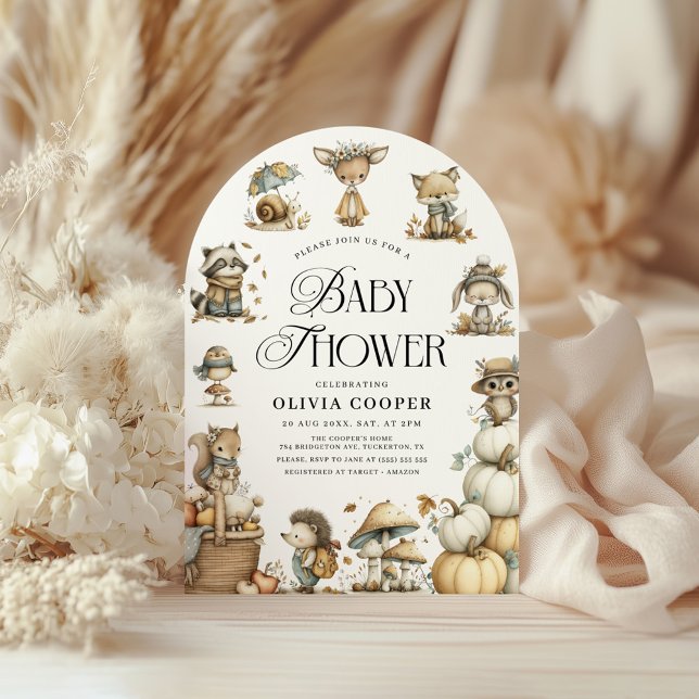 Cute Forest Animals Watercolor Baby Shower Invitation (Creator Uploaded)