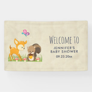 Cute Forest Animals Whimsical Cartoon Baby Shower Banner