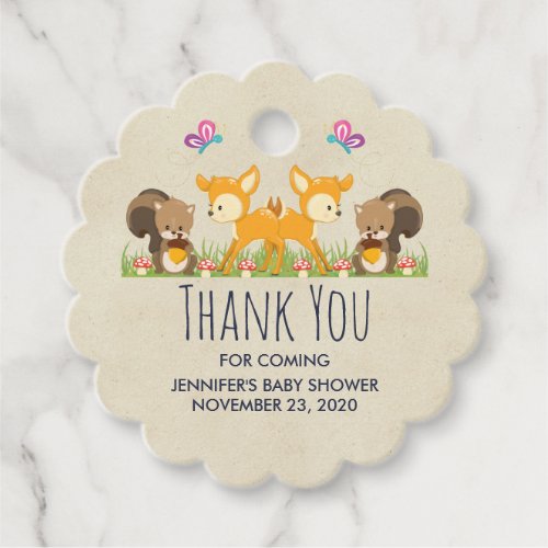 Cute Forest Animals Whimsical Cartoon Baby Shower Favor Tags