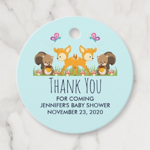 Cute Forest Animals Whimsical Cartoon Baby Shower Favor Tags