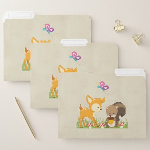 Cute Forest Animals Whimsical Cartoon File Folder