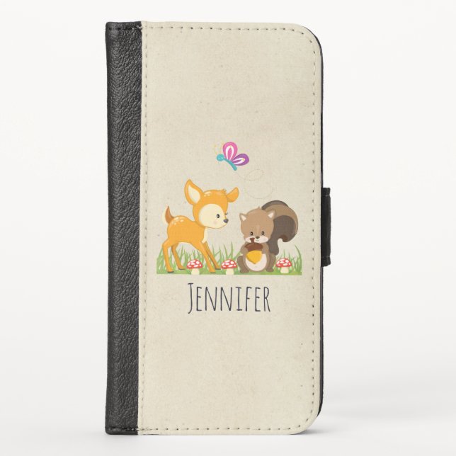Cute Forest Animals Whimsical Cartoon iPhone Wallet Case (Front)