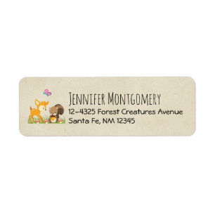 Cute Forest Animals Whimsical Cartoon Label