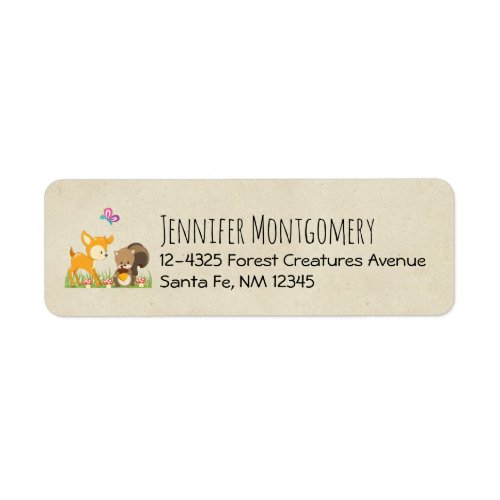 Cute Forest Animals Whimsical Cartoon Label