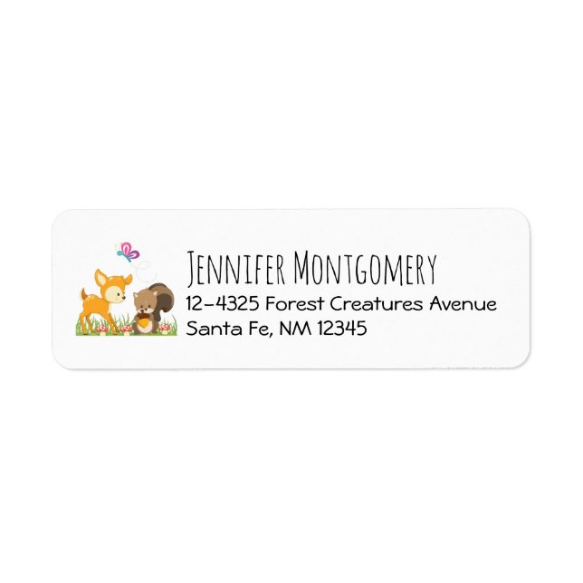 Cute Forest Animals Whimsical Cartoon Label (Front)