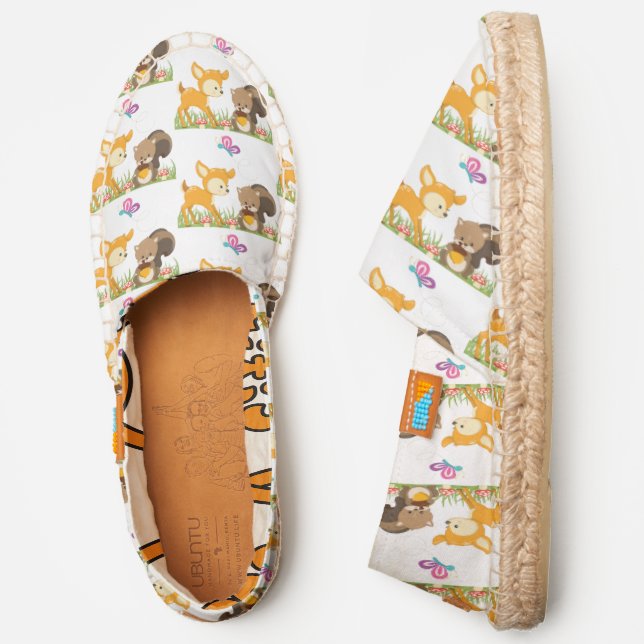 Cute Forest Animals Whimsical Cartoon Pattern Espadrilles (Side)