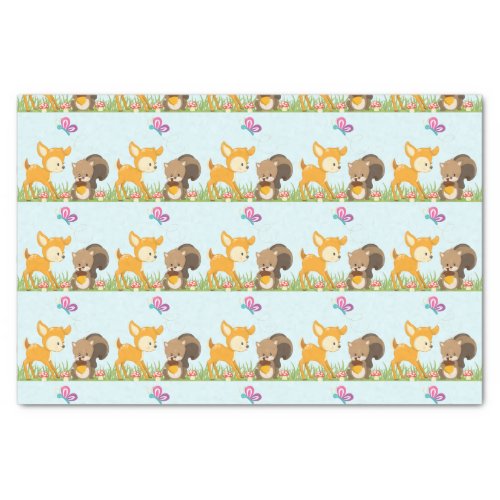 Cute Forest Animals Whimsical Cartoon Pattern Tissue Paper