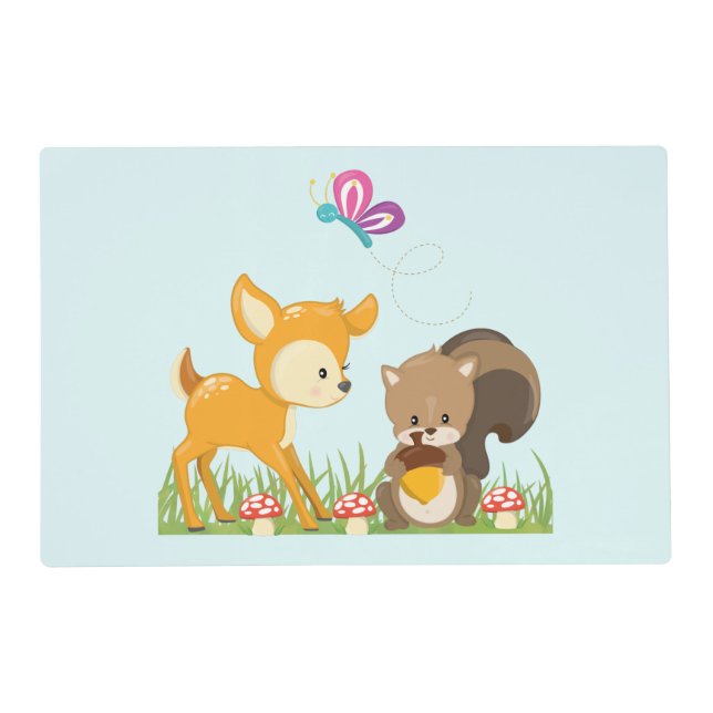 Cute Forest Animals Whimsical Cartoon Placemat (Front)