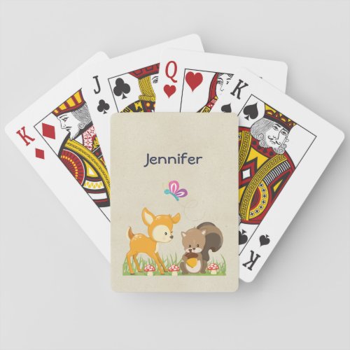 Cute Forest Animals Whimsical Cartoon Playing Cards