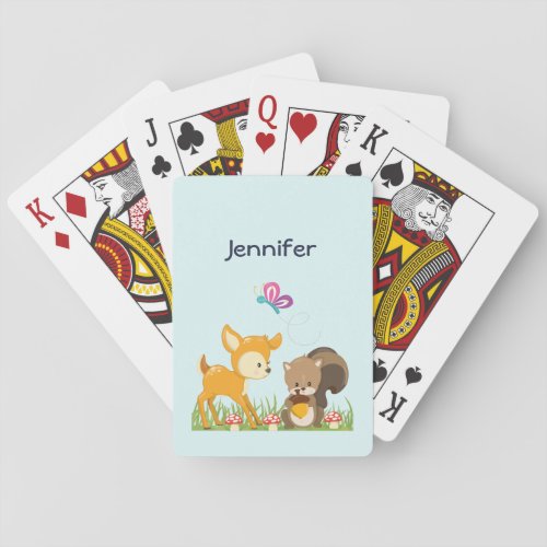 Cute Forest Animals Whimsical Cartoon Poker Cards