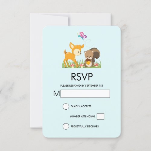 Cute Forest Animals Whimsical Cartoon RSVP Card