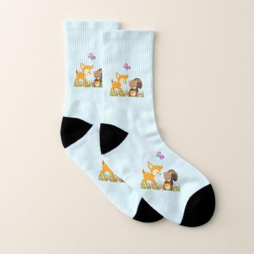 Cute Forest Animals Whimsical Cartoon Socks