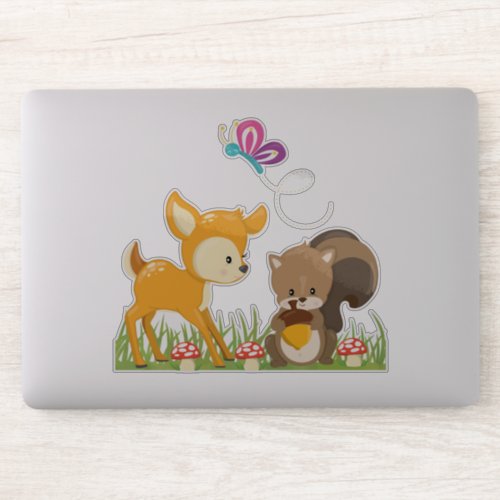 Cute Forest Animals Whimsical Cartoon Sticker