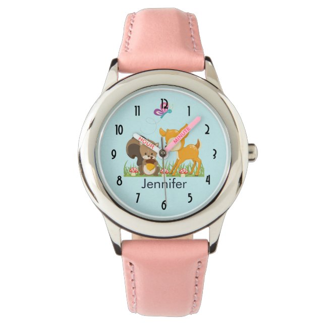 Cute Forest Animals Whimsical Cartoon Watch (Front)