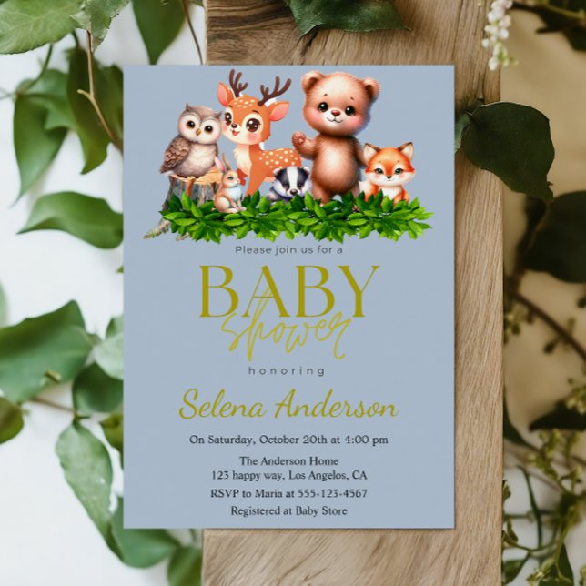 Cute Forest Animals - Woddland Baby Shower         Invitation (Creator Uploaded)
