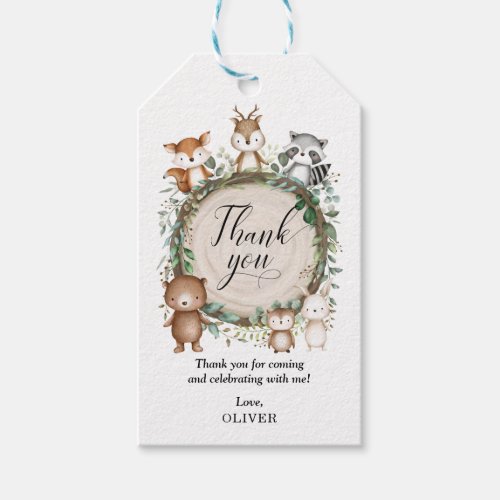 Cute Forest Animals Woodland Birthday Party Gift Tags